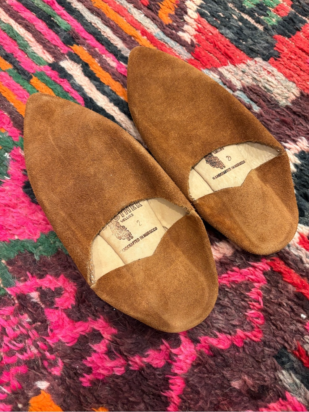 Brown Suede Slip-On Babouche Mules